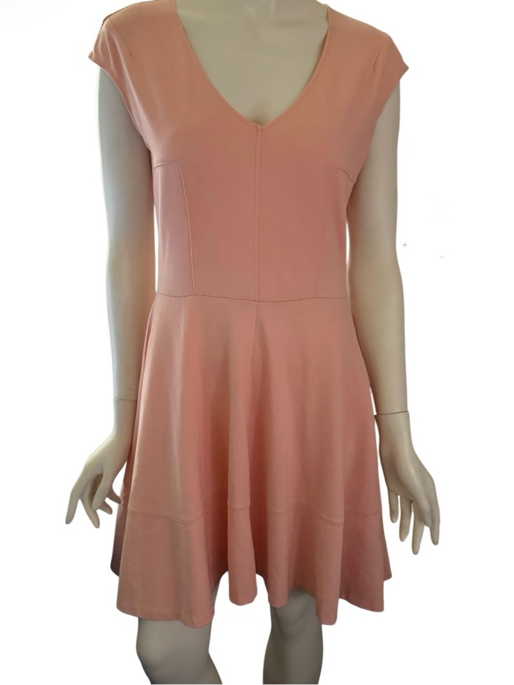 bebe Peach V-Neck Cap Sleeve Skater Dress